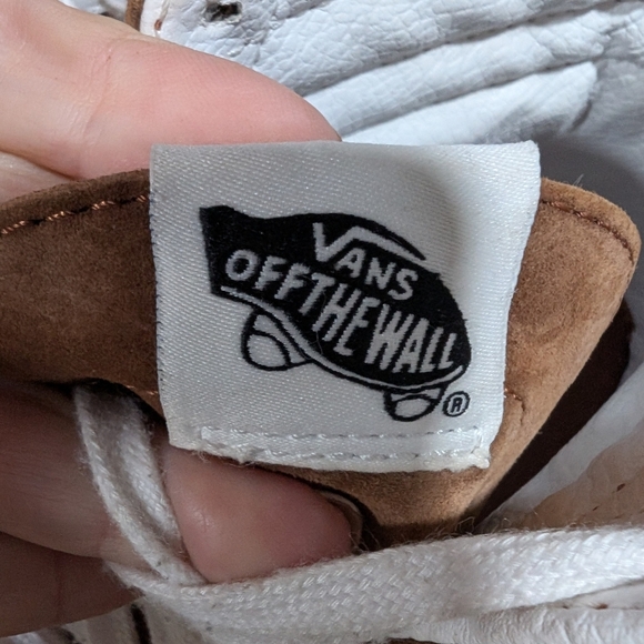 Men's Vans Brown and White High-Top Sneakers Size 6.5 Eclectic Grandpa - Picture 6 of 7